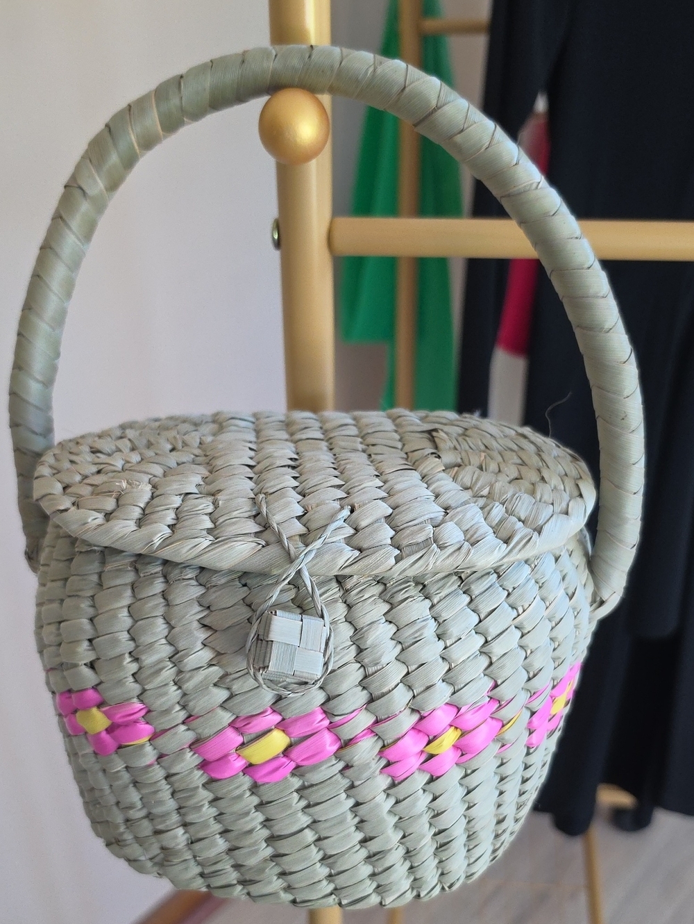 SQUEEZE DE CITRON X Molly Boyd The Beach Rose Basket Bag Purse Handbag Green